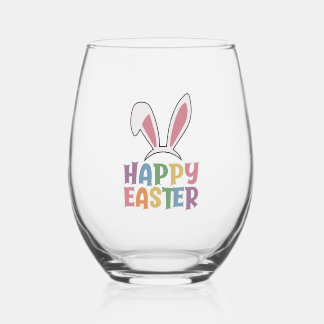 Happy Easter Stemless Wine Glass