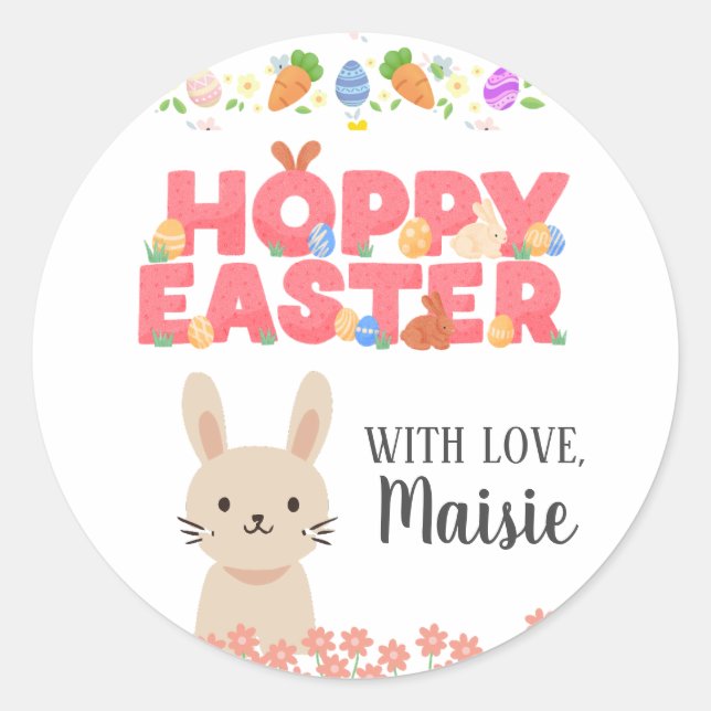 happy easter sticker personalised (Front)