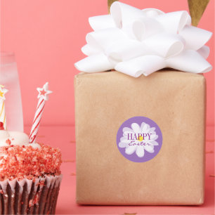 Happy Easter stickers with cute daisy flower