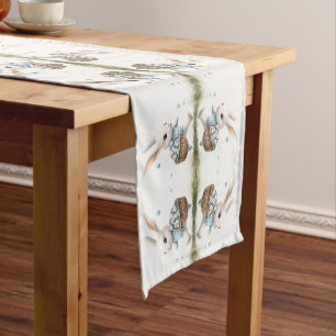 Happy Easter Strolling Bunny Pattern Table Runner