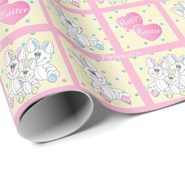Happy Easter Stuff Bunnies Wrapping Paper (Roll Corner)