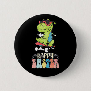 Happy Easter T Rex Dinosaur Bunny Rabbit Eggs 6 Cm Round Badge