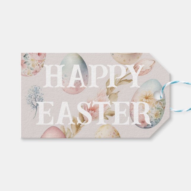 Happy Easter tag with greeting (Front (Horizontal))