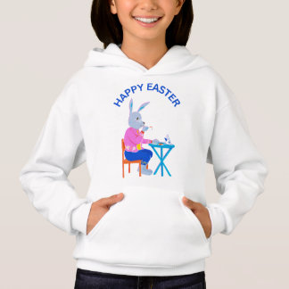 Happy Easter Tea Bunny Kids Hoodie