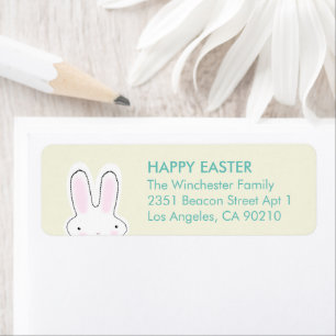Happy Easter teal cream cute funny bunny address