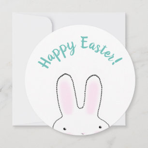 Happy Easter teal pink pastel colours funny bunny  Card