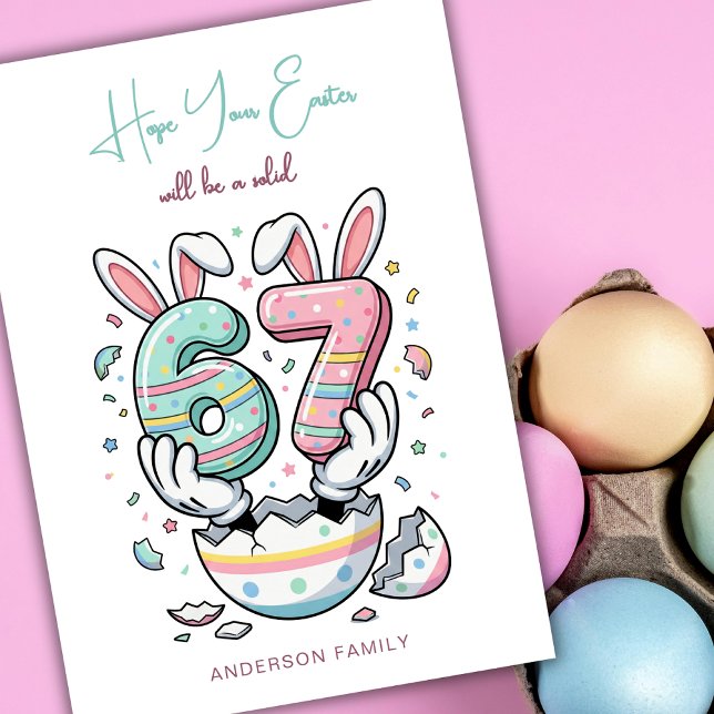 Happy Easter Teenage Funny Viral 6 7 Six Seven  Holiday Card (Creator Uploaded)