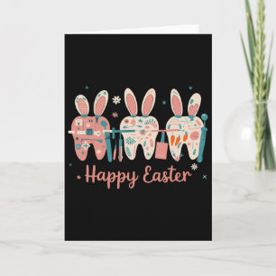 Happy Easter Teeth Tooth Rabbit Ears Dental Dentis Card
