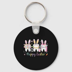 Happy Easter Teeth Tooth Rabbit Ears Dental Dentis Key Ring