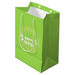 Happy Easter text on green Medium Gift Bag