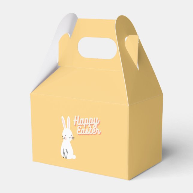 Happy Easter text with bunny orange Favour Box (Front Side)