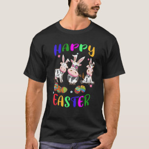 Happy Easter Three Bunny Cows Hunting Eggs T-Shirt