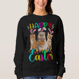 Happy Easter Three Cat Wearing Bunny Ear Bunny Cat Sweatshirt