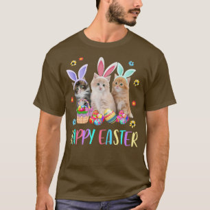 Happy Easter Three Cat Wearing Bunny Ear Kitty Kit T-Shirt