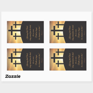 Happy Easter Three Crosses on Calvary Rectangular Sticker