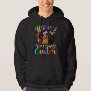Happy Easter Three Dachshund Wearing Hoodie