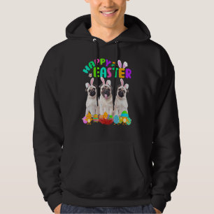 Happy Easter Three Pug Wearing Bunny Ear Pug Hoodie