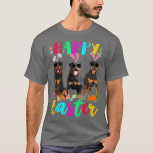 Happy Easter Three Rottweiler Wearing Bunny Ears E T-Shirt