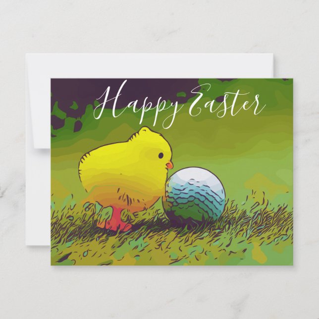 Happy Easter to golfer with chicken and golf ball (Front)
