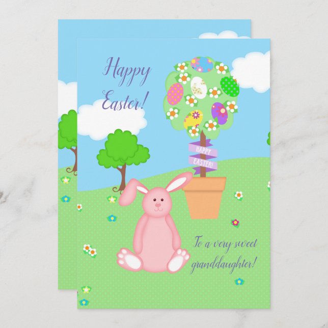 Happy Easter To Granddaughter Topiary Holiday Card (Front/Back)