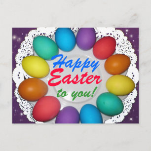 Happy Easter to you! Rainbow Easter Holiday Postcard