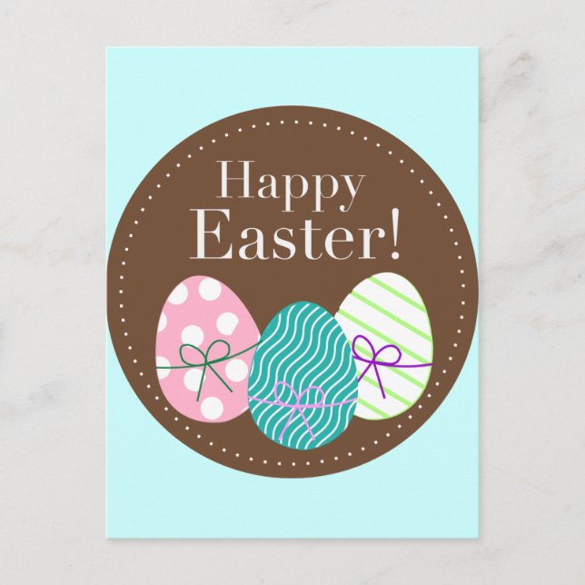 Happy Easter Triple Eggs Holiday Postcard (Front)