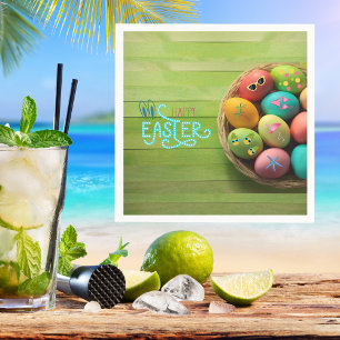 Happy Easter Tropical Beach Coastal Home Decor  Napkin