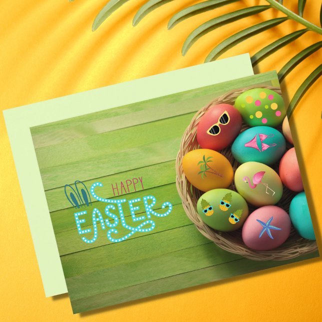 Happy Easter Tropical Beach Coastal Theme Holiday Postcard (Creator Uploaded)
