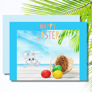 Happy Easter Tropical Ocean Beach Coastal Holiday Postcard