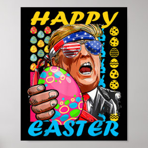 Happy Easter Trump Patriotic Bunny Flag  Poster