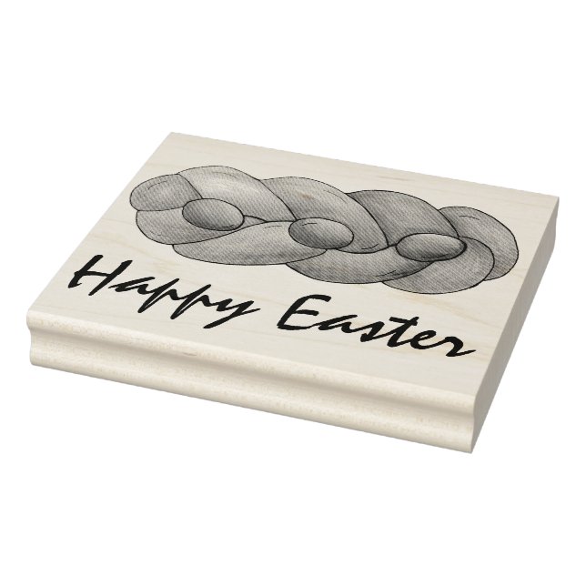 Happy Easter Tsoureki Greek Armenian Holiday Bread Rubber Stamp (Stamp)