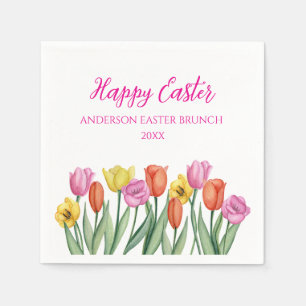 Happy Easter Tulip Napkin