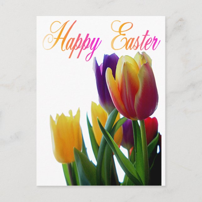 Happy Easter Tulips Greeting Cards (Front)