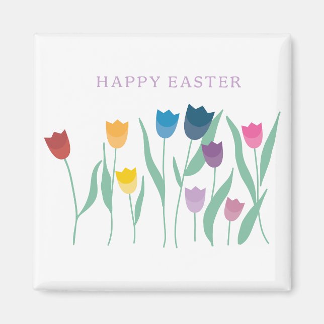Happy Easter Tulips Magnet (Front)