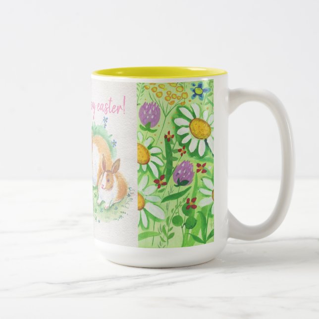 happy easter Two-Tone coffee mug (Right)