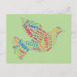Happy Easter Typography Dove Spring Green Holiday Postcard