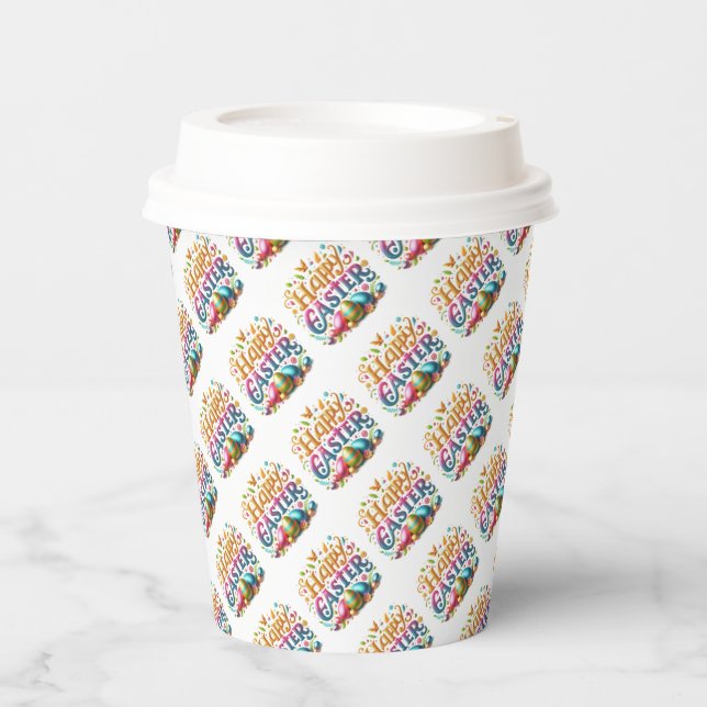 Happy Easter Typography in Glitter Paper Cups (Front)
