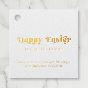 Happy Easter Typography Pastel Flowers Pattern Favour Tags