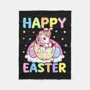 Happy Easter Unicorn Bunny Girls Kids Easter Eggs  Fleece Blanket