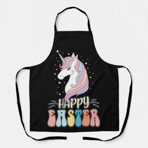 Happy Easter Unicorn Bunny Rabbit Eggs Apron