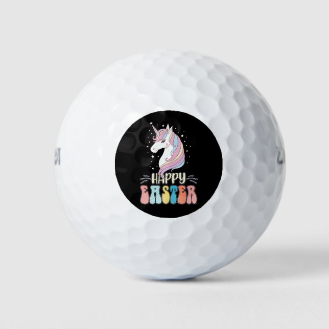 Happy Easter Unicorn Bunny Rabbit Eggs Golf Balls (Front)