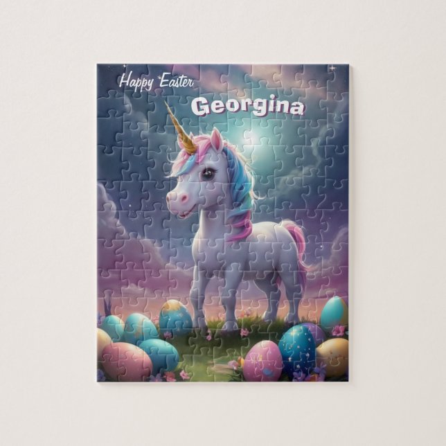 Happy Easter Unicorn Personalised Kids  Jigsaw Puzzle (Vertical)