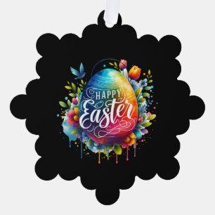 Happy Easter: Vibrant Watercolor Easter Egg Tree Decoration Card