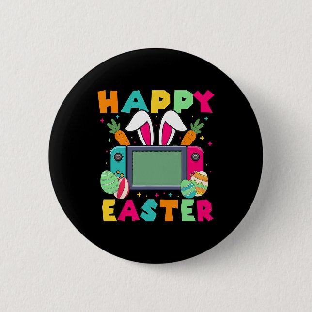 Happy Easter Video Game Bunny Gaming Controller Ga 6 Cm Round Badge (Front)