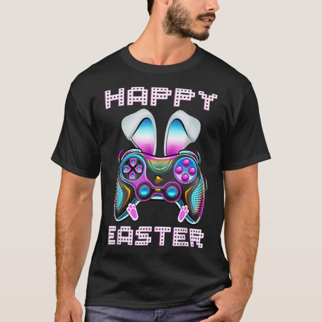 Happy Easter Video Game Controller Funny Gamer Boy T-Shirt (Front)