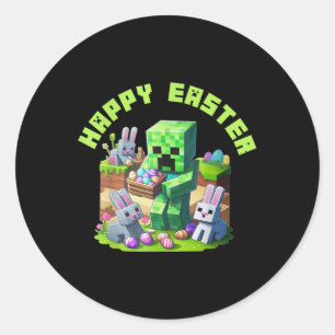 Happy Easter Video Game Pixel For Men Women Kid  Classic Round Sticker