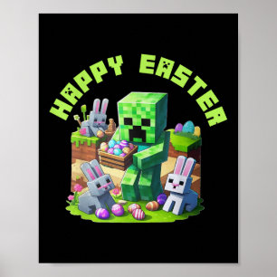 Happy Easter Video Game Pixel For Men Women Kid  Poster