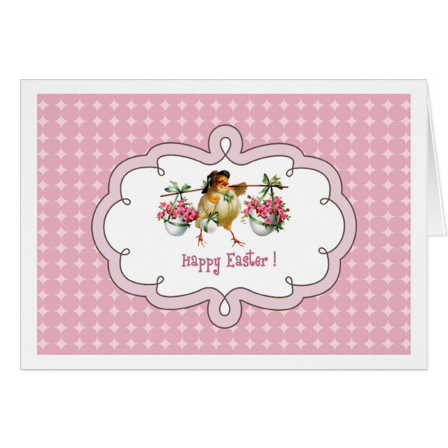 Happy Easter. Vintage Chick Greeting Card (Front Horizontal)