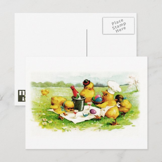 Happy Easter. Vintage Chicks Easter Postcards (Front/Back)