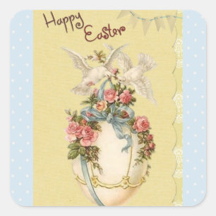 Happy Easter Vintage Egg and Birds Stickers
